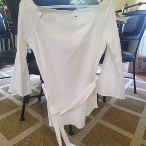Woman's off the shoulder white shirt